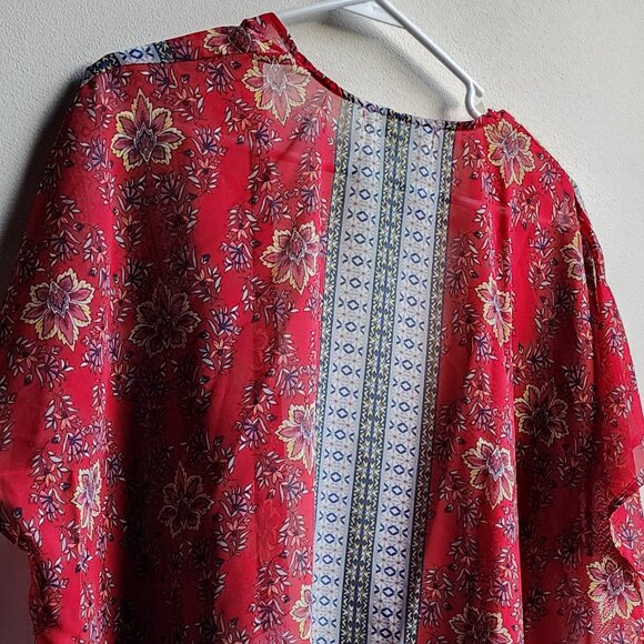 Love Tree Sheer Red Bohemian Style Open Blouse Size Small - Picture 11 of 15